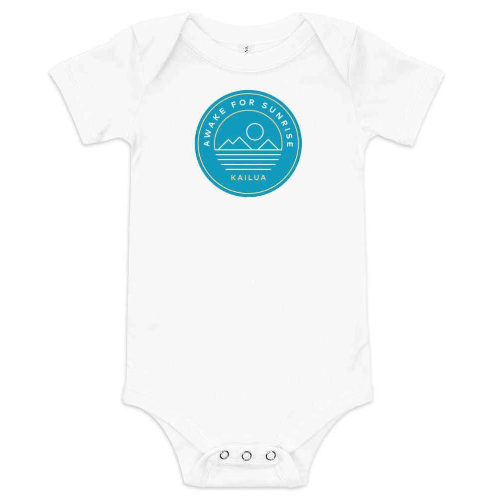 "Awake for Sunrise" Buff and Blue Onesie