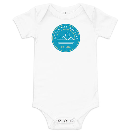 "Awake for Sunrise" Buff and Blue Onesie