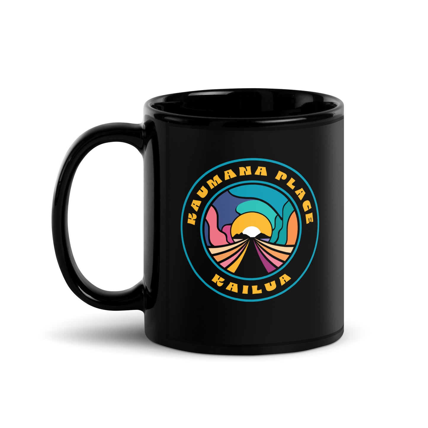 Kaumana Place Sunrise Skies Black Glossy Mug