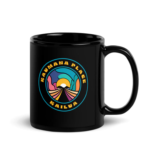 Kaumana Place Sunrise Skies Black Glossy Mug