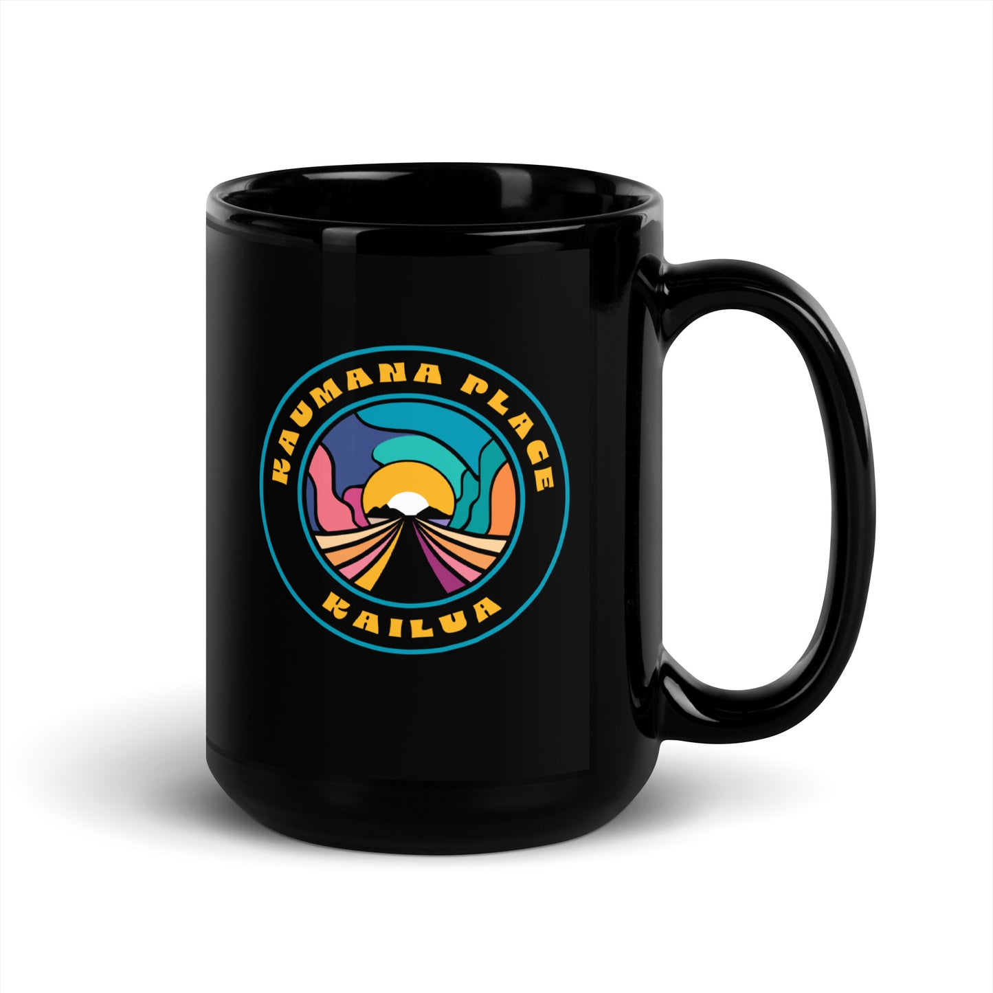 Kaumana Place Sunrise Skies Black Glossy Mug