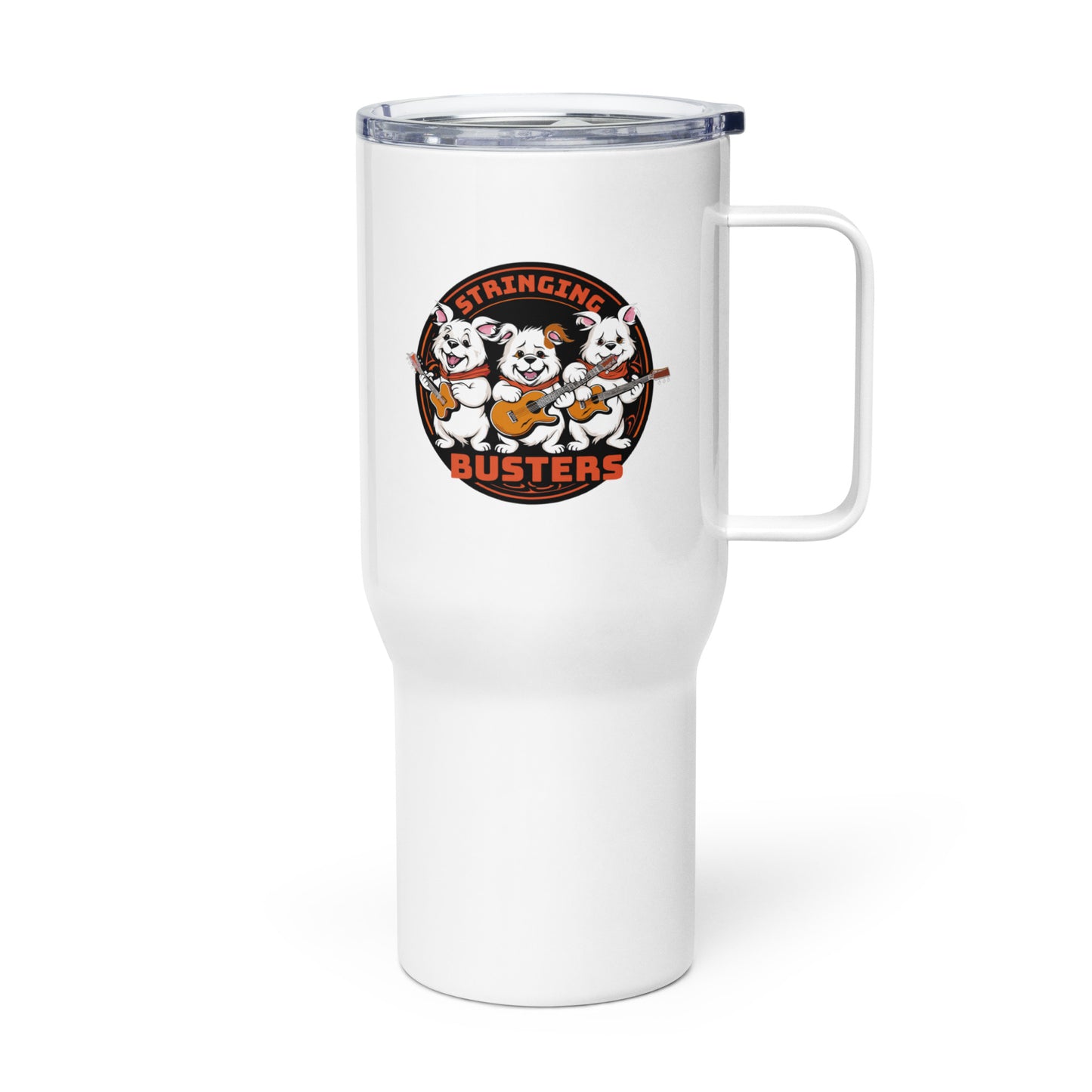 Stringing Busters Travel mug with a handle