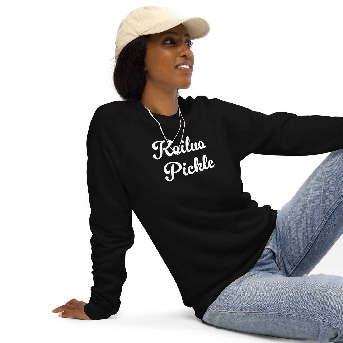 Kailua Pickle Unisex organic raglan sweatshirt