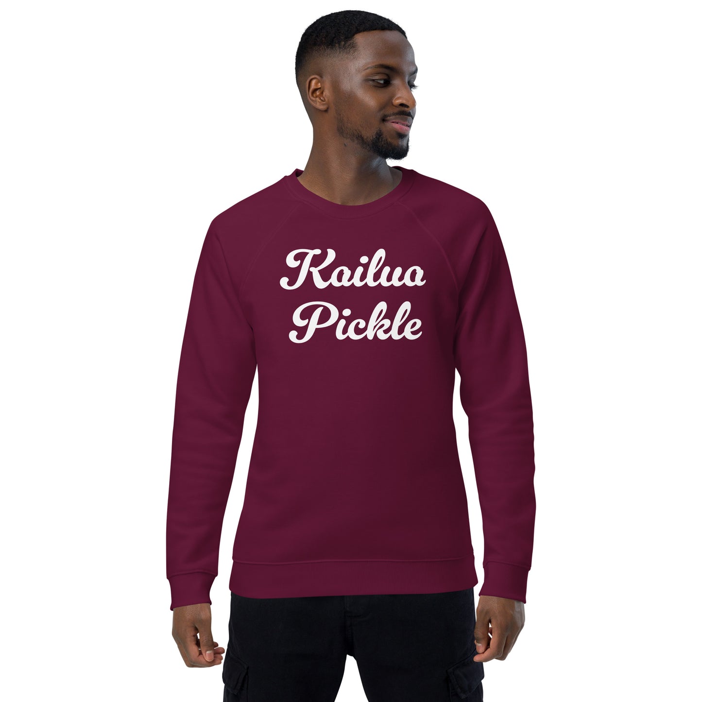 Kailua Pickle Unisex organic raglan sweatshirt