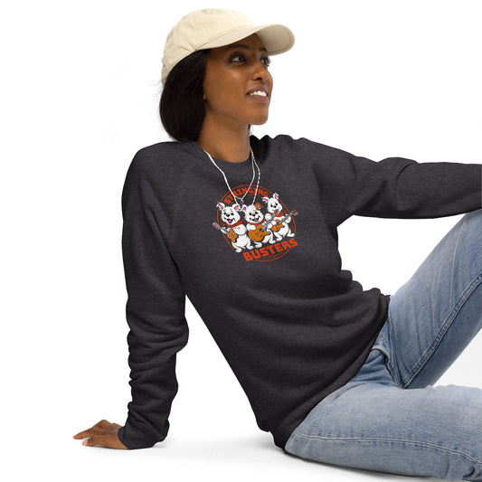 Stringing Busters Unisex organic raglan sweatshirt