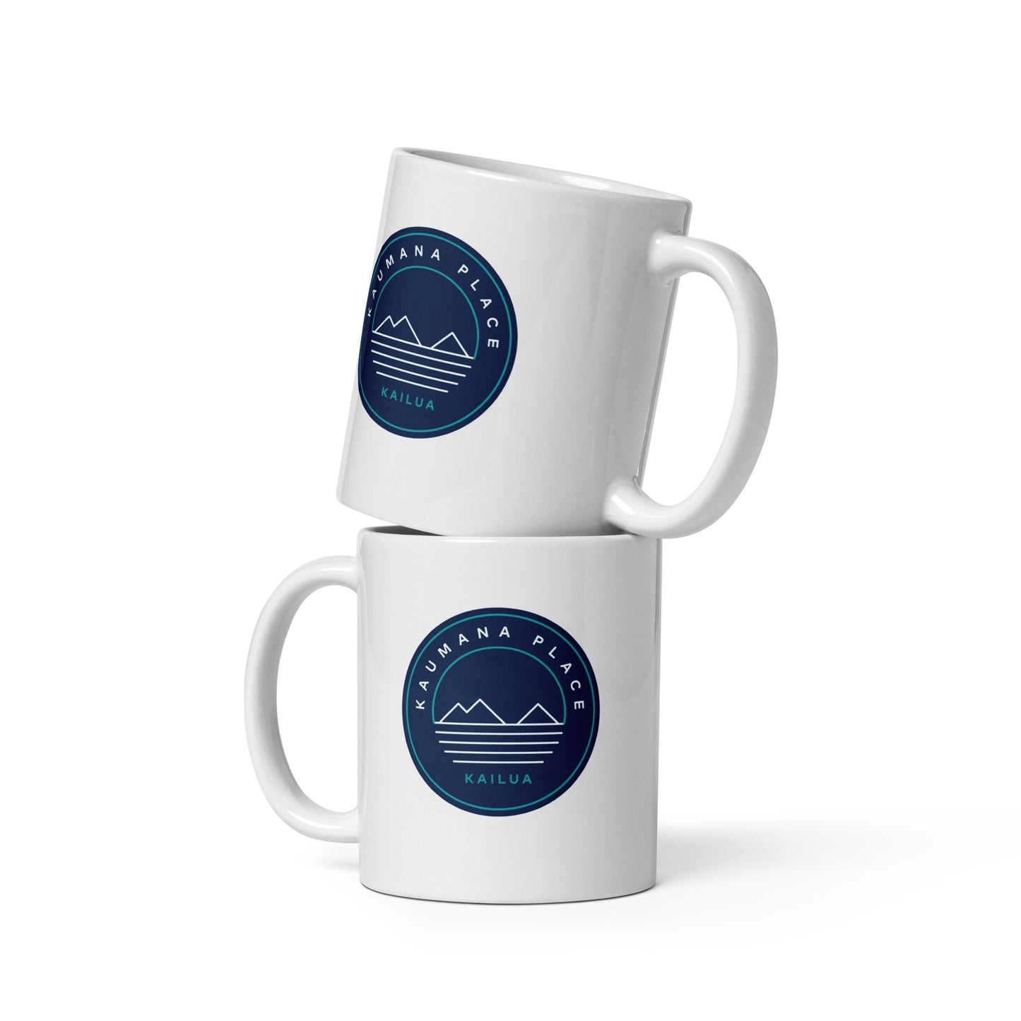 Kaumana Place Ocean Blues White Glossy Mug