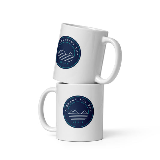 A Beautiful Day Mokes Ocean Blues White Glossy Mug