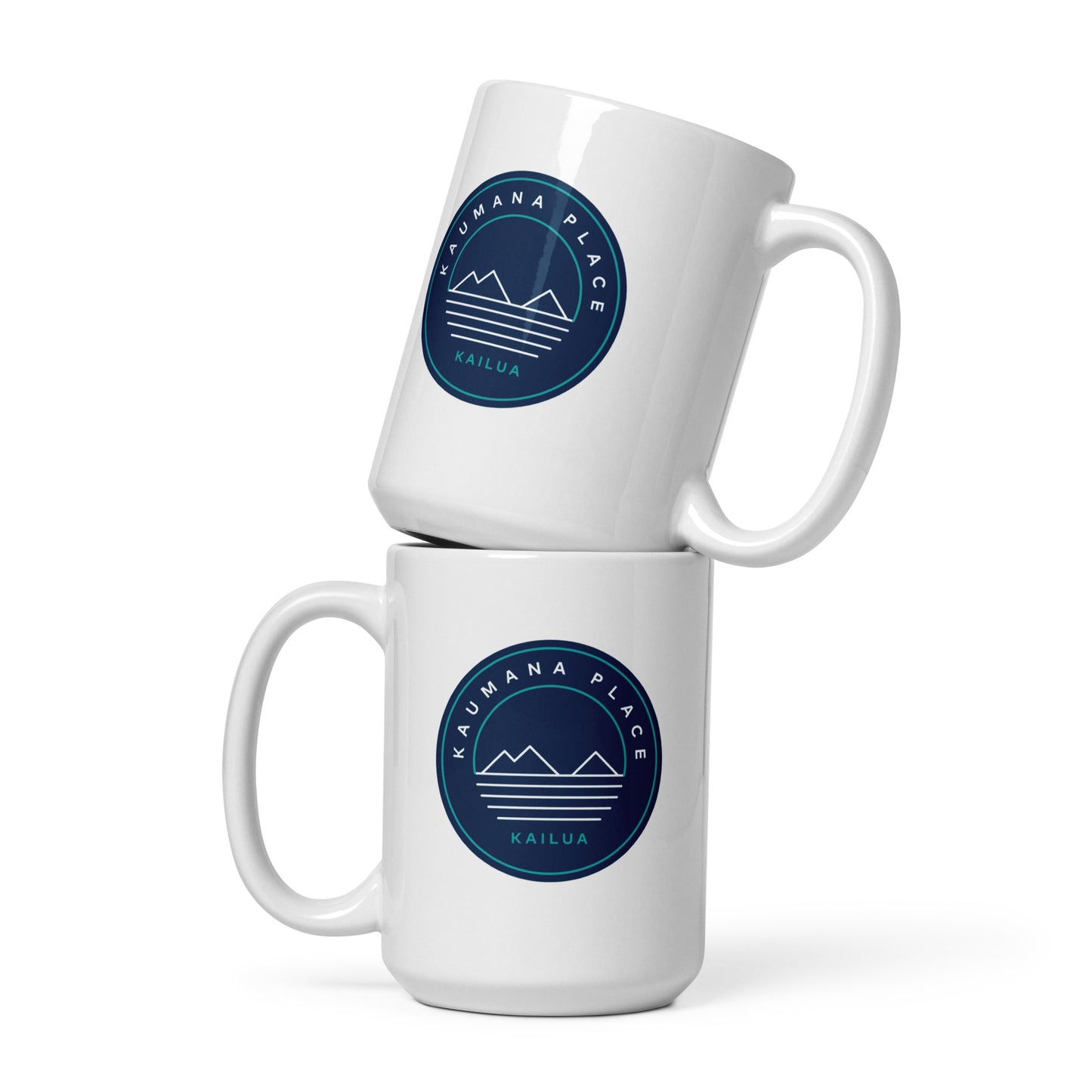 Kaumana Place Ocean Blues White Glossy Mug