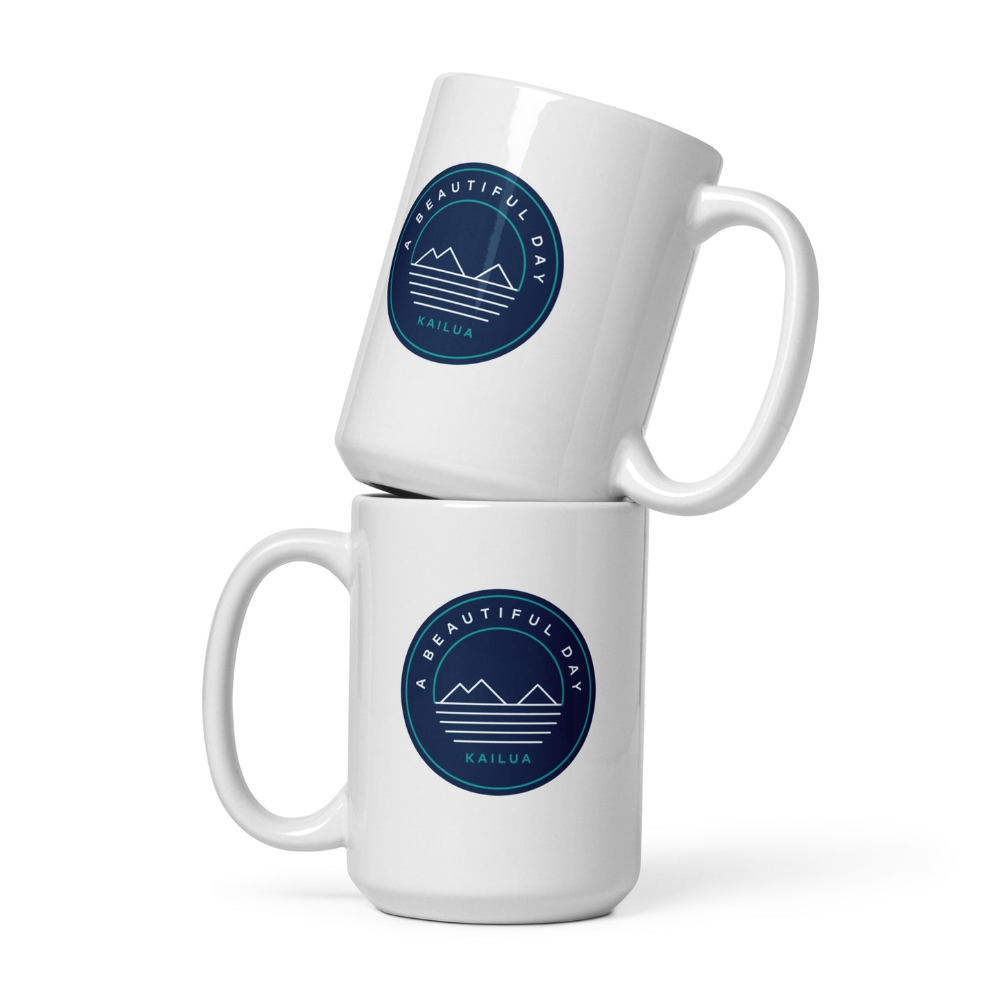 A Beautiful Day Mokes Ocean Blues White Glossy Mug